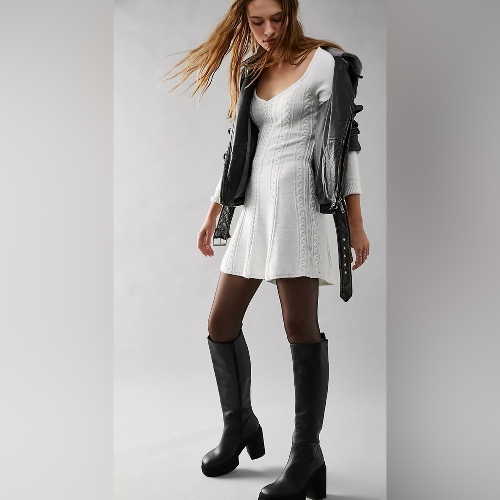 Free People White Knit Mini Dress - Picture 6 of 9